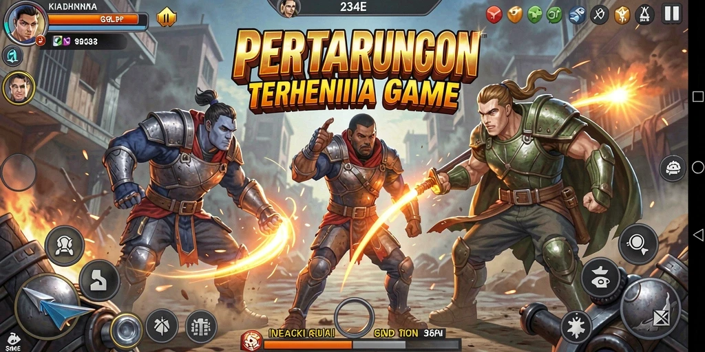 Screenshot utama 234E menampilkan aksi pertarungan yang intens.