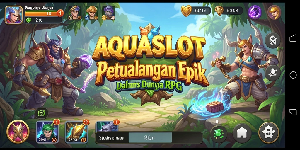 Tangkapan layar AQUASLOT menampilkan aksi pertempuran RPG yang mendebarkan.