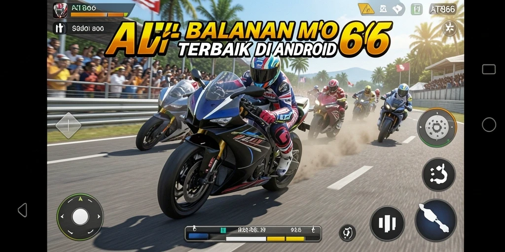 Gameplay seru AT866 dengan balapan motor yang mendebarkan.