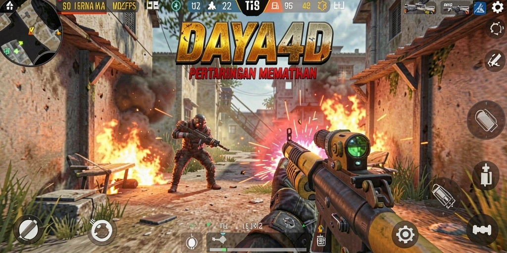 Tampilan gameplay intens di DAYA4D menampilkan aksi tembak-menembak yang mendebarkan.