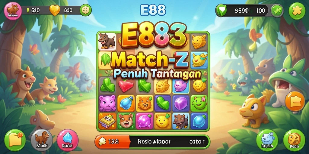 Tampilan gameplay E88 dengan elemen Match-3 yang seru.