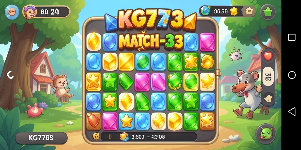 Tampilan gameplay KG778 dengan grafis cerah dan level menantang.