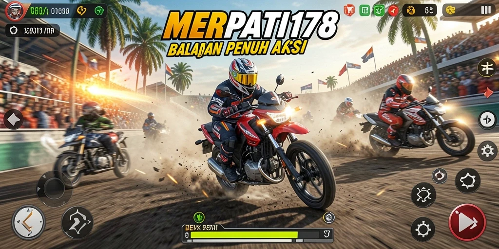 Tangkapan layar gameplay MERPATI178 dengan aksi balapan yang mendebarkan.