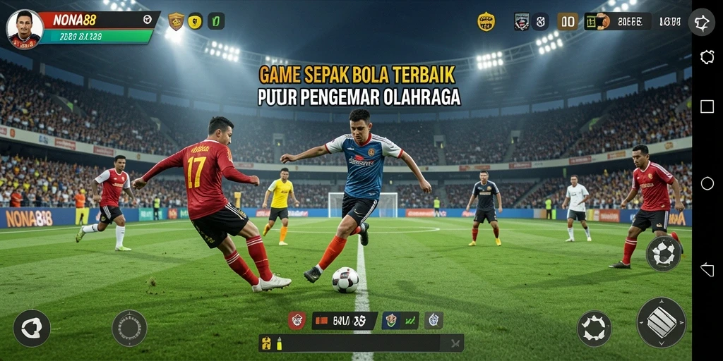 Tangkapan layar gameplay <strong>NONA88</strong> menampilkan aksi seru di lapangan sepak bola.