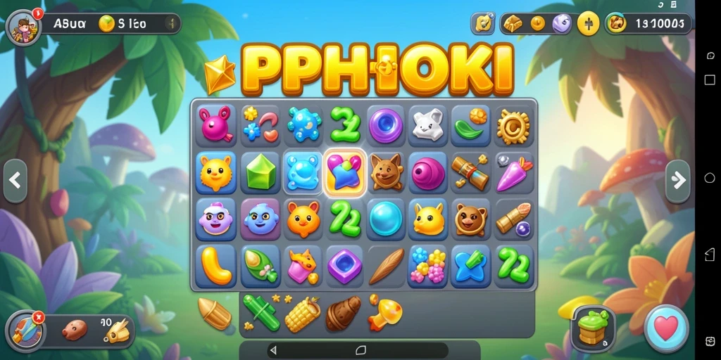 Tampilan gameplay PPHOKI dengan elemen warna-warni dan tantangan seru.